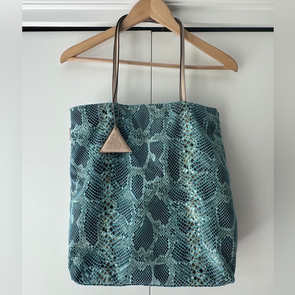 Sorial Handbags - Sorial New York Blue Snake Tote Bag